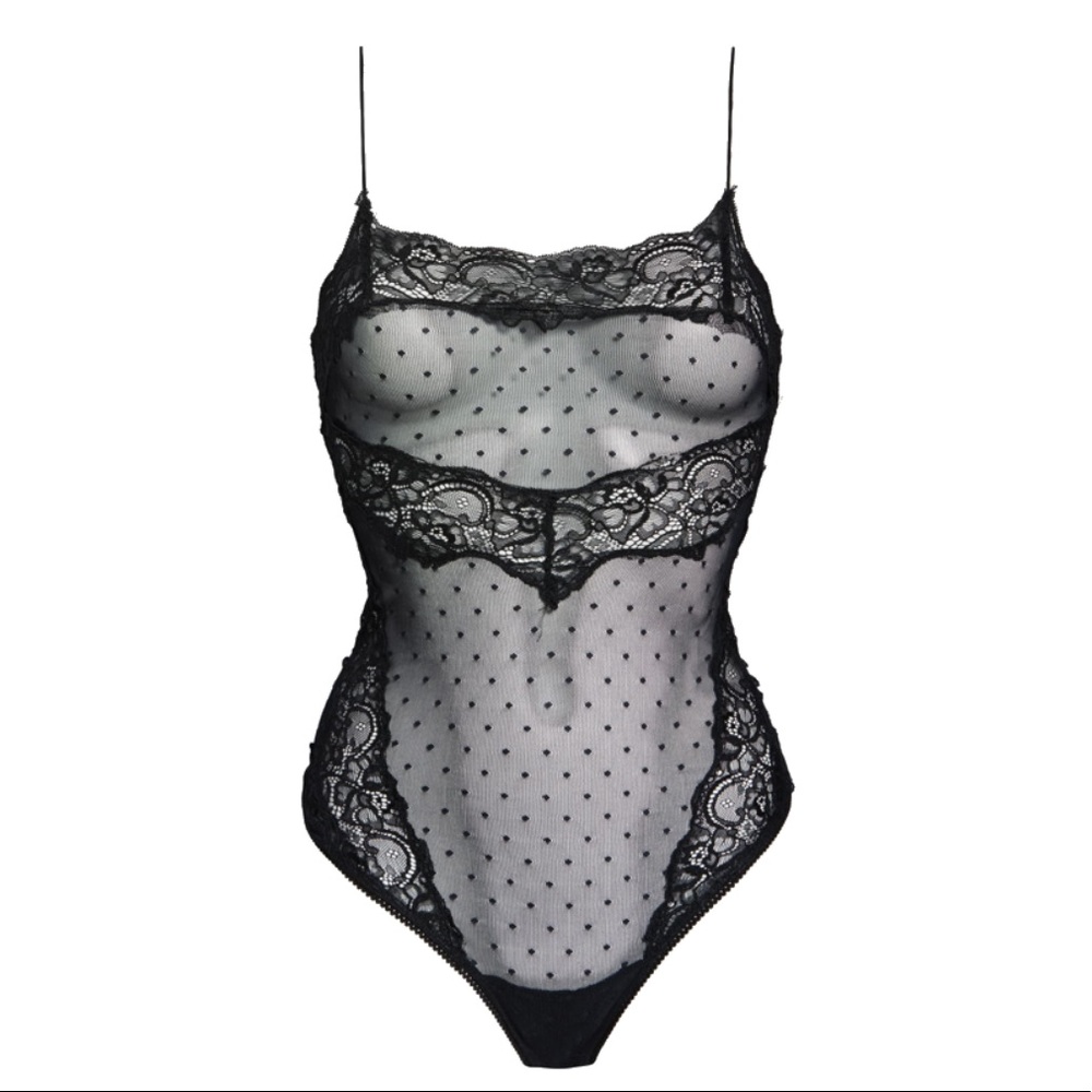 Free People Black Lace Bodysuit